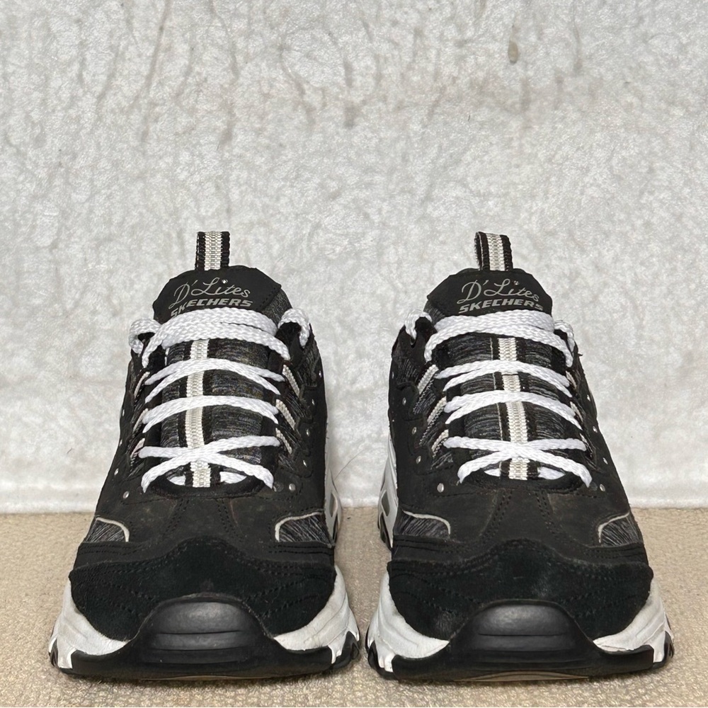 Skechers D'Lites Womens Black/White Me Time Leather/Textile Sneakers Shoes SZ 7 - Picture 3 of 11